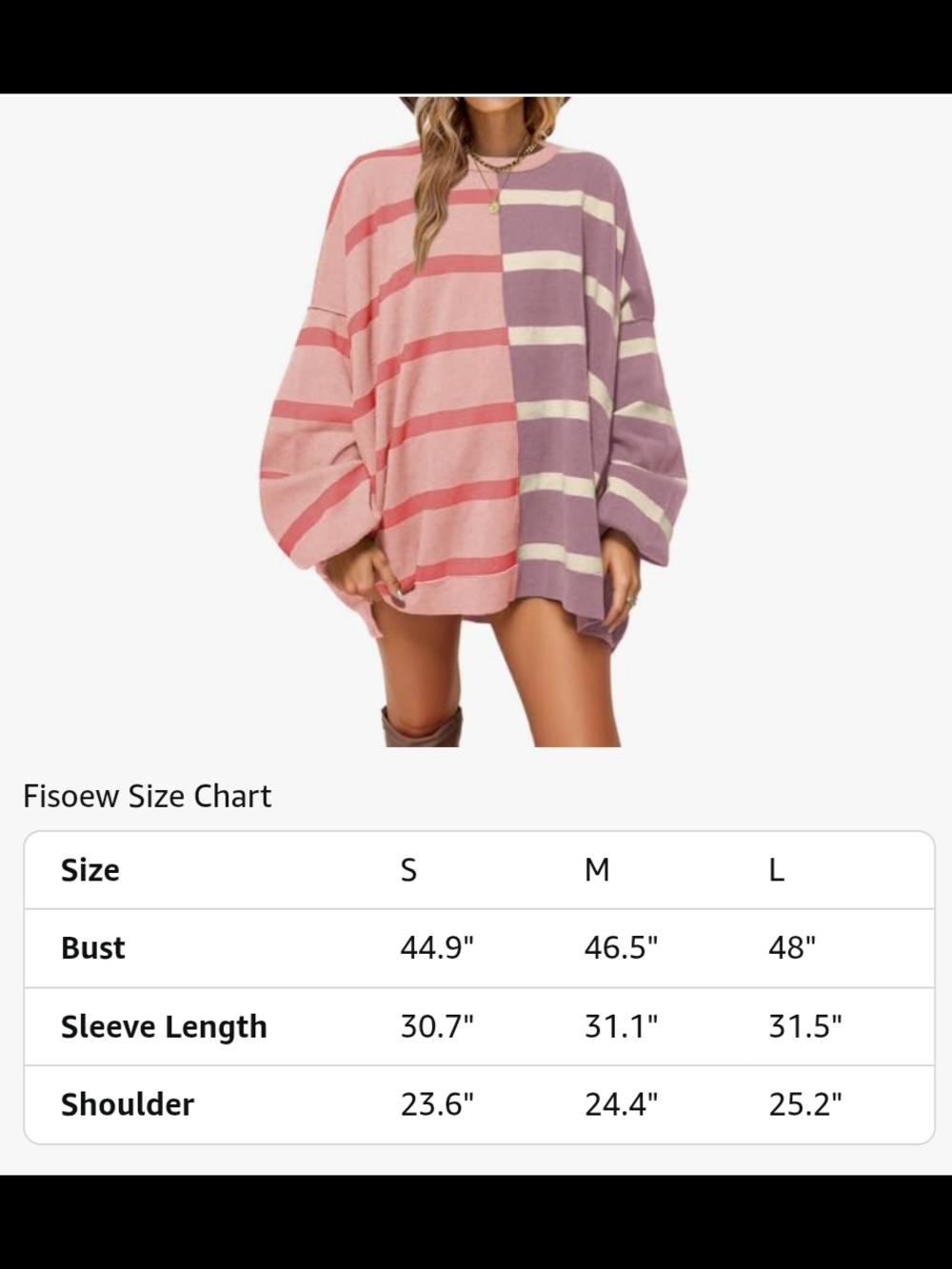 Fisoew Two-Tone Pink & Purple Striped Crewneck Sweater XL - Picture 7 of 7